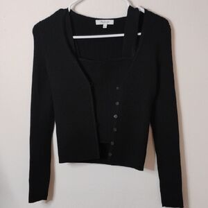 Madewell Classic Black Cropped Cardigan Sweater